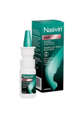 Nasivin baby 0.01% krople do nosa dla niemowląt powyżej 3 miesiąca do 1 roku 5ml