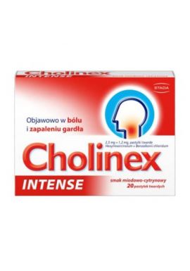 Cholinex Intense, smak miod+cytryna, 20 tabletek