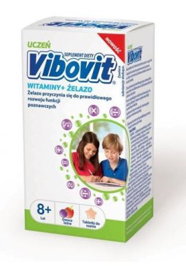 Vibovit Uczen, Witaminy i zelazo, od 8 lat, 30 tabletek do ssania