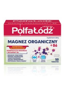 PolfaLodz Magnez Organiczny + B6, 50 tabletek