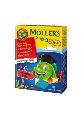 Tran MOLLERS Omega-3 Rybki malinowe 36szt
