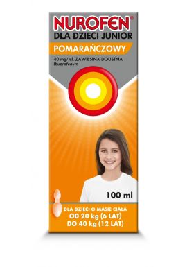 Nurofen Junior, zawiesina doustna, dla 6-12 lat, smak pomaranczowy, 100ml