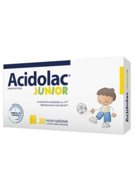 Acidolac Junior 3 lat smak biala czekolada, 20 tabletek