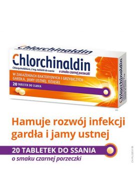 Chlorchinaldin o smaku czarnej porzeczki 2 mg, 20 tabletek do ssania