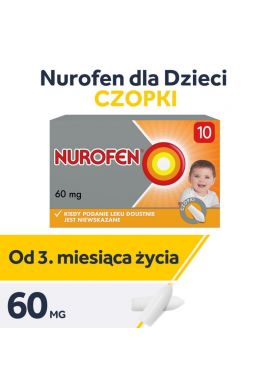 Nurofen czopki dla dzieci od 3 miesiąca 60mg 10 sztuk